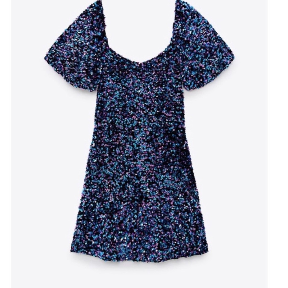 ZARA NWT multicolor sequin mini dress
